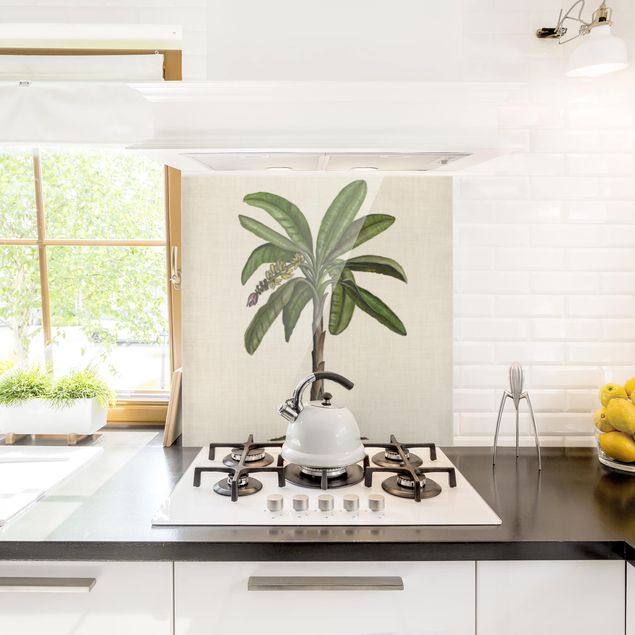 Küchenrückwand Glas Motiv Blumen Britische Palmen II