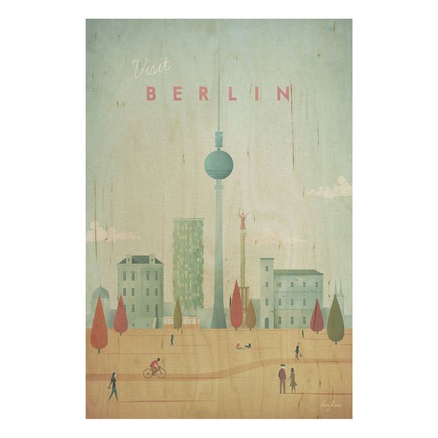 Moderne Holzbilder Reiseposter - Berlin