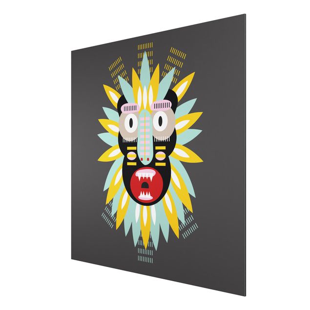 Aluminium Print gebürstet - Collage Ethno Maske - King Kong - Quadrat 1:1