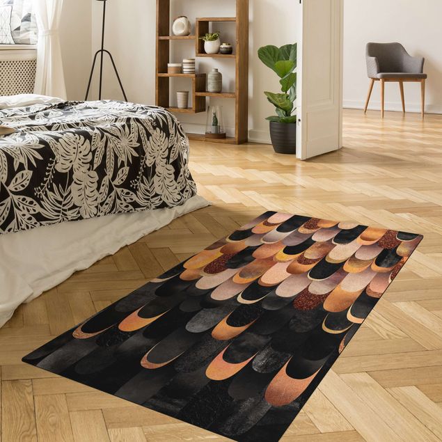 Moderne Teppiche Federn Bronze Schwarz