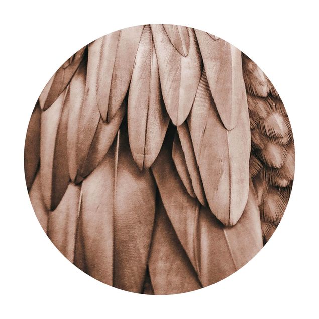 Runder Vinyl-Teppich - Federn in Rosegold