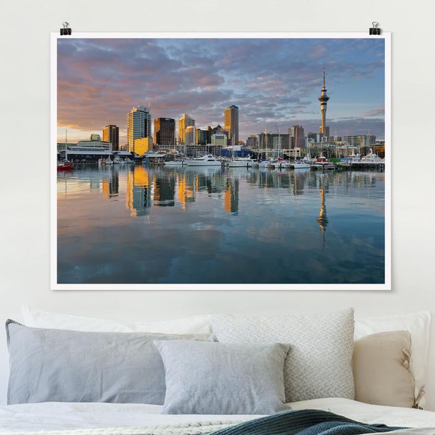 Städte Poster Auckland Skyline Sonnenuntergang