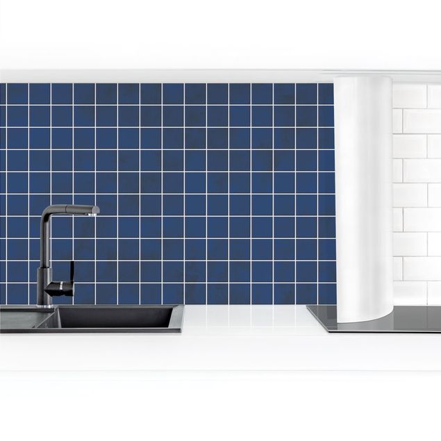 Küchenrückwände selbstklebend Mosaik Beton Fliesen - Blau