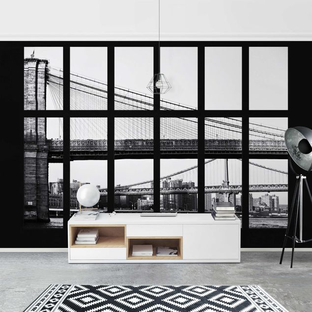 3D Tapete Fenster Brücken New York