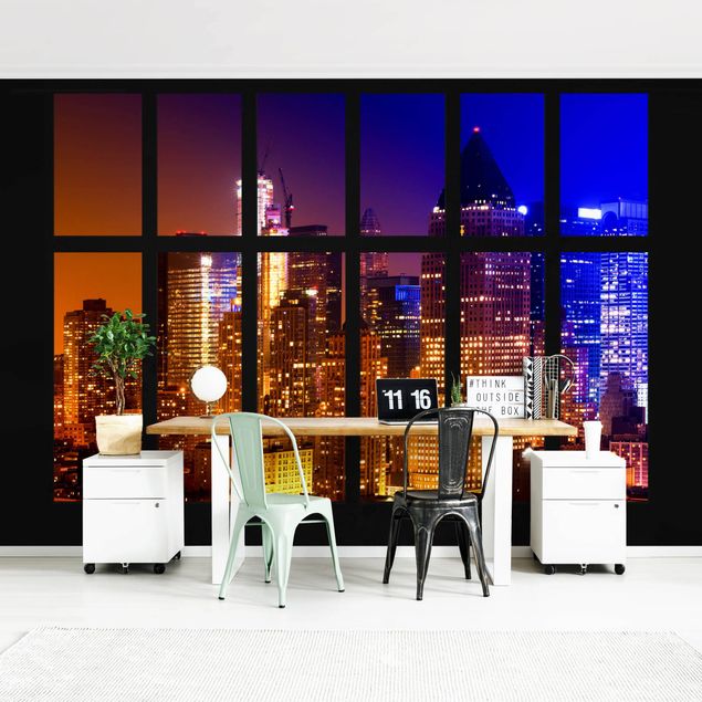 Fototapete modern Fenster Manhattan Sonnenaufgang