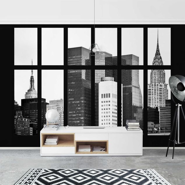 3D Tapete Fenster Manhattan Wolkenkratzer