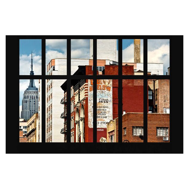 Kunstdruck Philippe Hugonnard Fensterblick auf New York Gebäude
