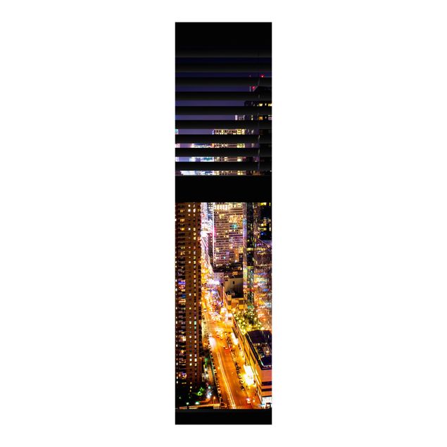 Schiebegardinen mit Motiv 3-teilig Fensterblick Jalousie - Manhattan bei Nacht