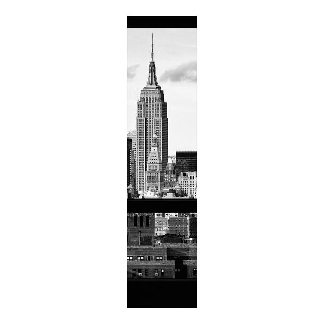 Schiebegardinen 3er Set Fensterblick New York Skyline schwarz weiß