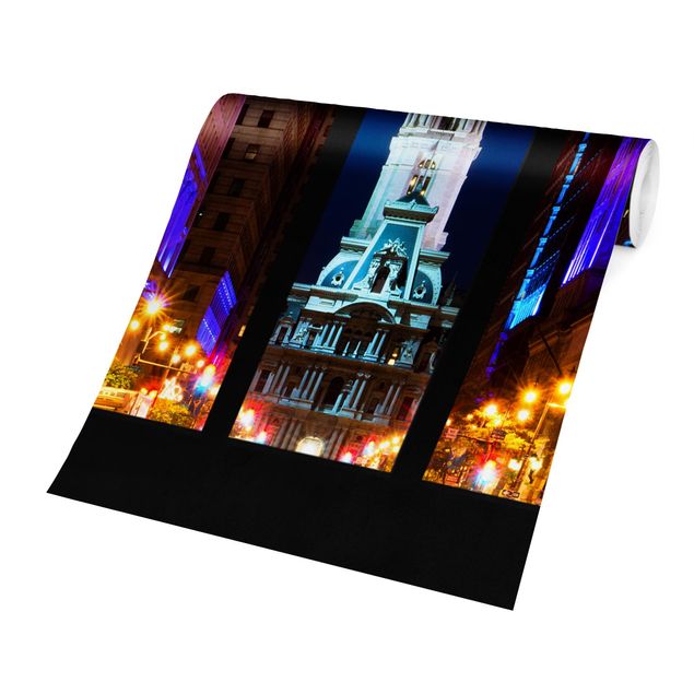 Philippe Hugonnard Bilder Fensterblick Philadelphia Rathaus bei Nacht