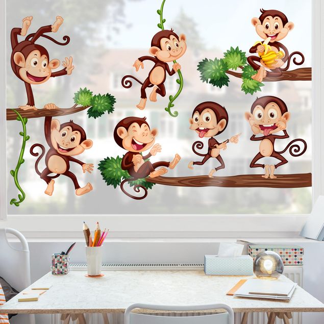 Fensterbilder Natur Affenfamilie
