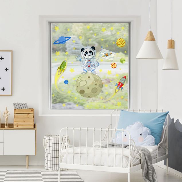 Fensterbilder Tiere Astronaut Panda
