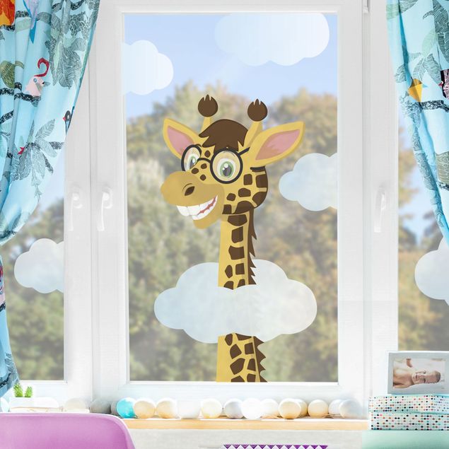 Fensterfolie - Fenstersticker Lustige Giraffe - Fensterbilder