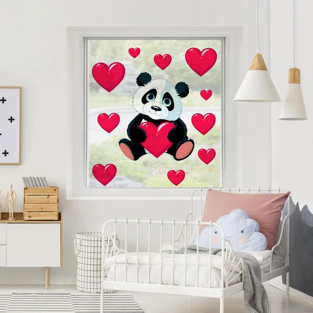 Tier Fensterbilder Panda mit Herzen