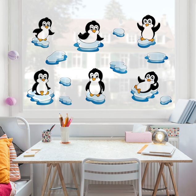 Fensterfolie Motiv Tiere Pinguin Set