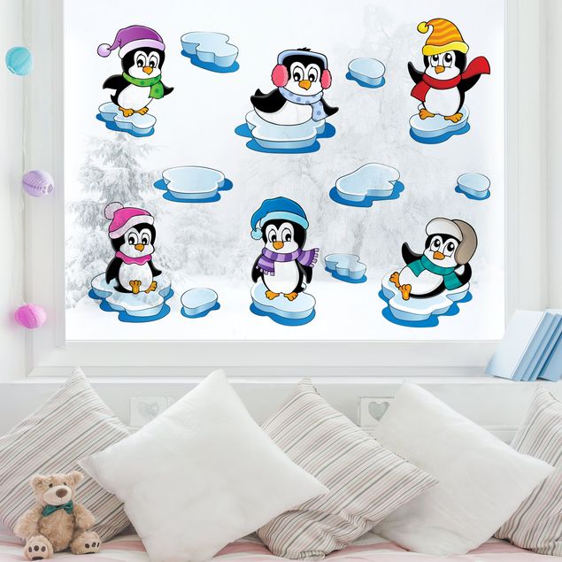 Fensterfolie Tiere Pinguin Winter Set