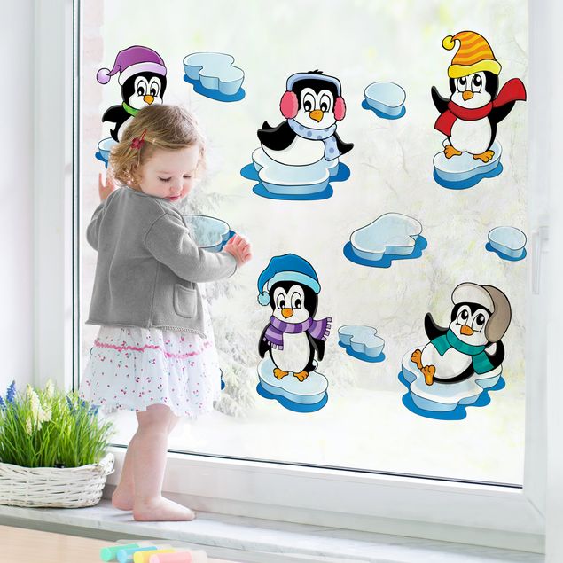 Tier Fensterbilder Pinguin Winter Set