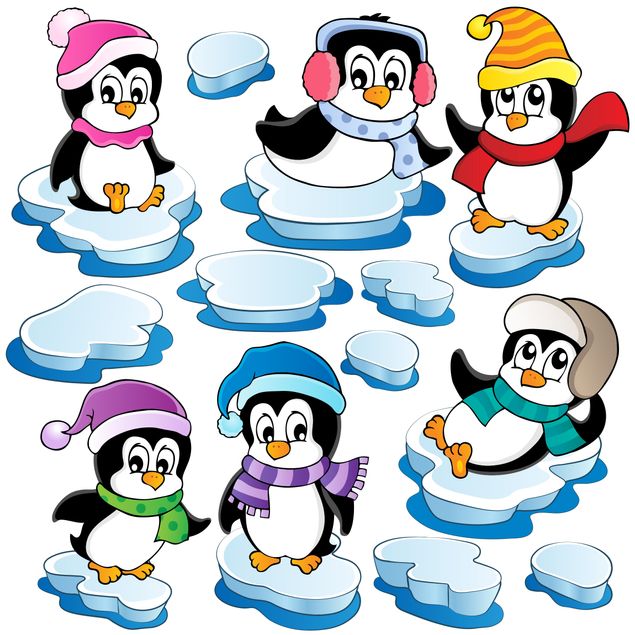 XXL Fensterbilder Pinguin Winter Set