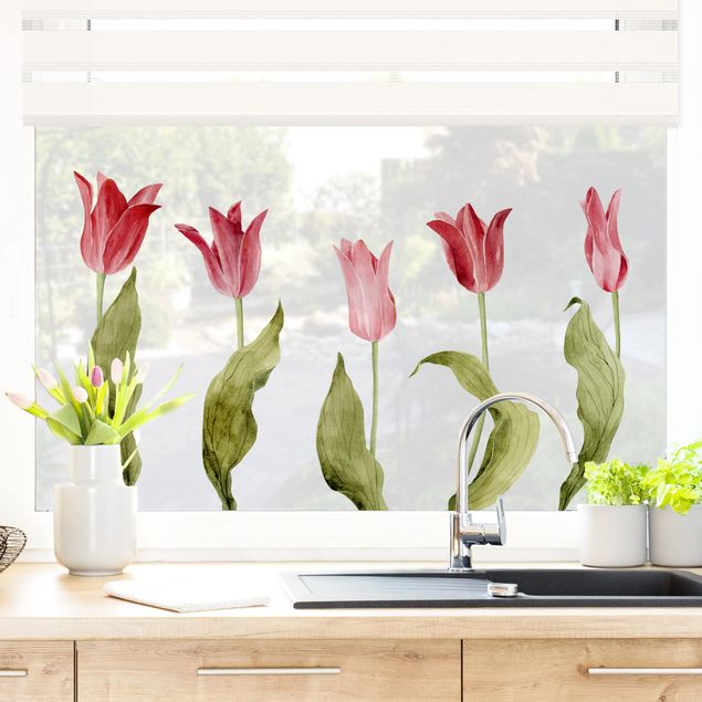 Blumen Fensterbilder Rote Aquarell Tulpen