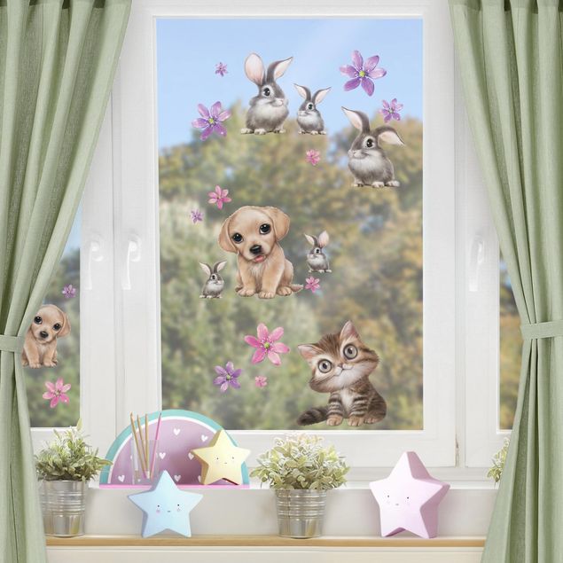 Fensterfolie Motiv Tiere Set Haustiere