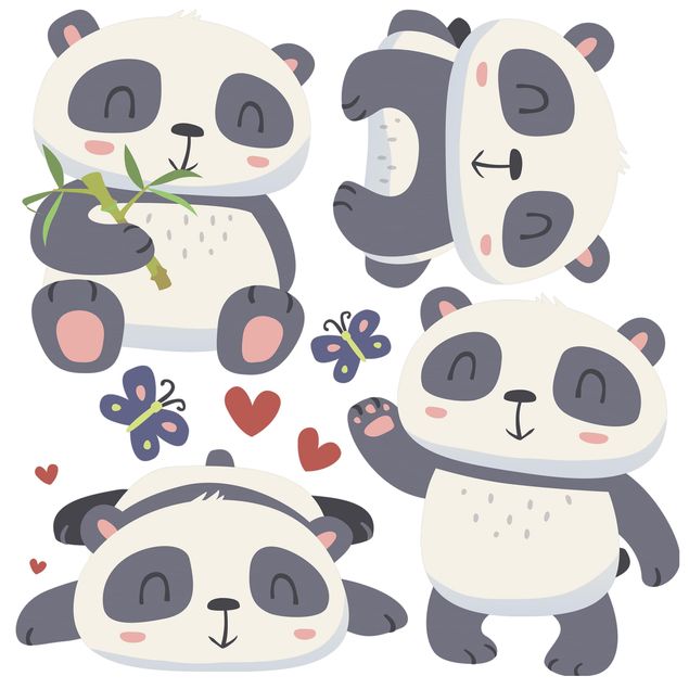 Fensterbilder XXL Süßes Pandabären Set