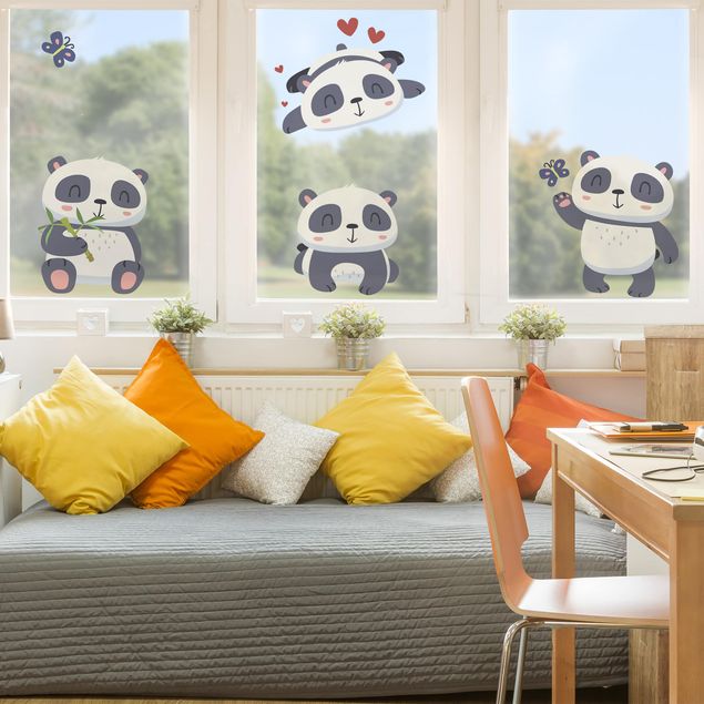 Fensterfolie Motiv Tiere Süßes Pandabären Set