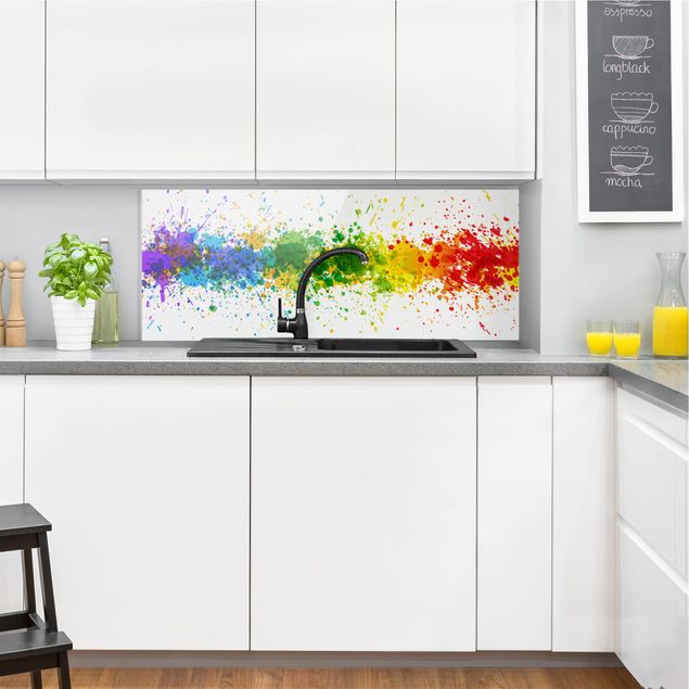 Küchenrückwand Glas Muster Rainbow Splatter