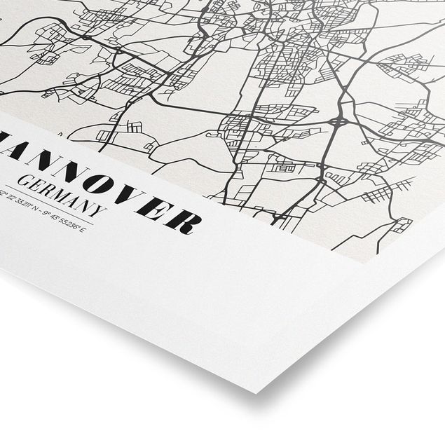 Poster Stadtplan Hannover - Klassik
