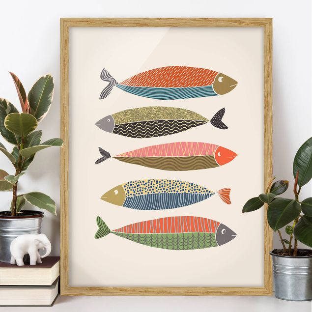 Wandbilder abstrakt Fünf Bunte Fische