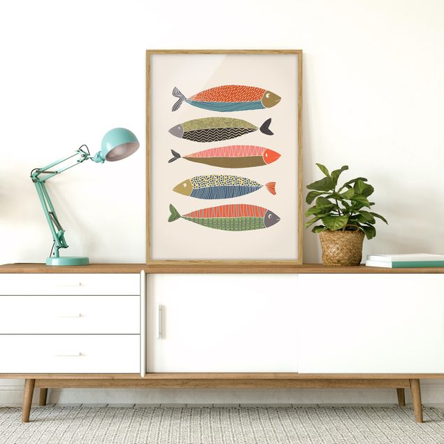 Bilder mit Rahmen abstrakt Fünf Bunte Fische