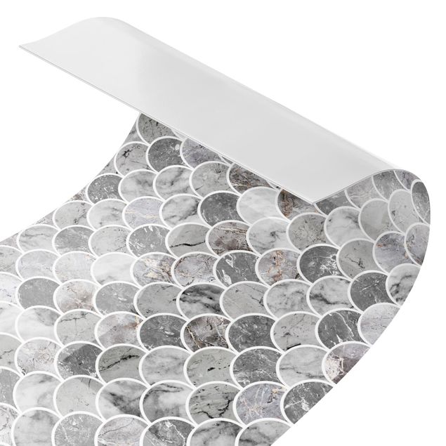 Küchenspritzschutz Fischschuppen Fliesen Marmor - Grau