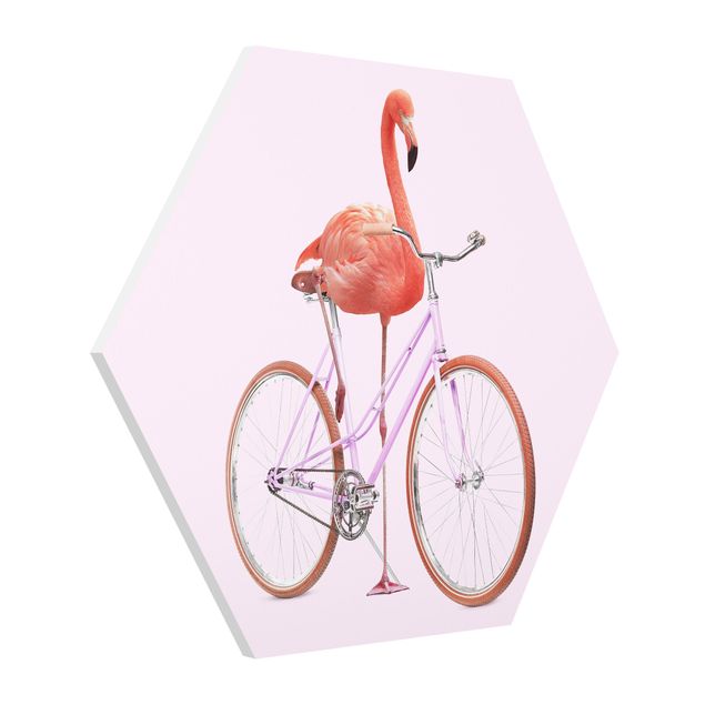 Hexagon Bilder Flamingo mit High Heels