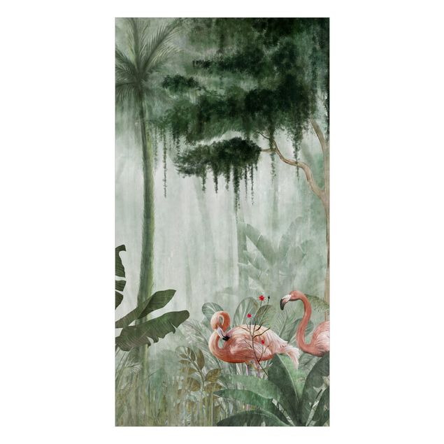 Duschrückwände Flamingos im Dschungel