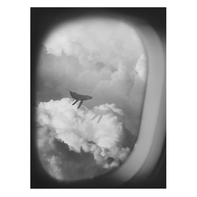 Leinwand Kunstdruck Fliegender Wal in den Wolken