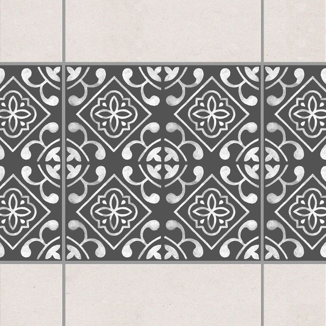 Fliesenfolie Muster Dunkelgrau Weiß Muster Serie No.02