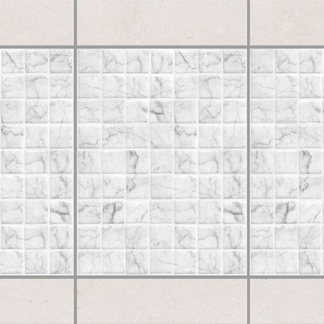 Fliesenaufkleber Steinoptik Mosaikfliese Mamoroptik Bianco Carrara