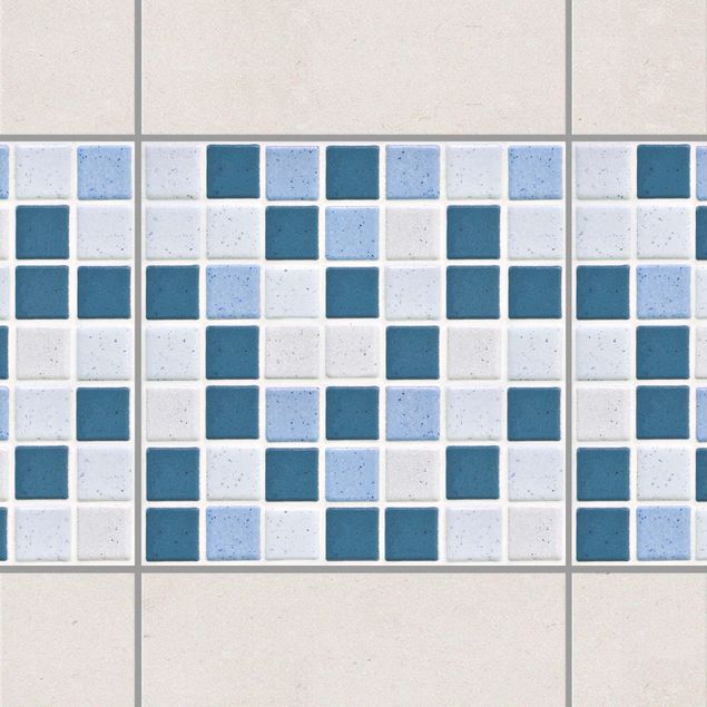Fliesenfolie Muster Mosaikfliesen Blau Grau