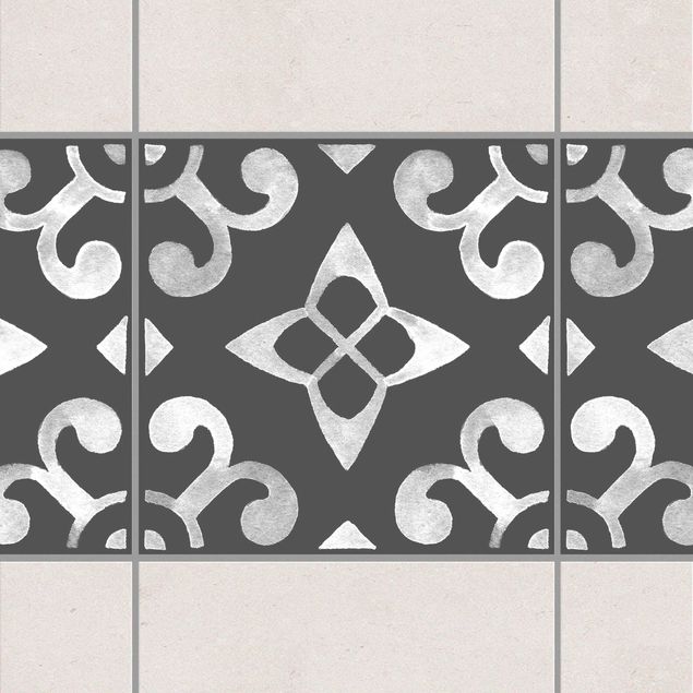Fliesenfolie Muster Muster Dunkelgrau Weiß Serie No.05