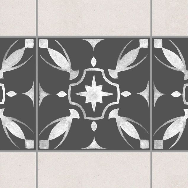 Fliesenfolie Muster Muster Dunkelgrau Weiß Serie No.01