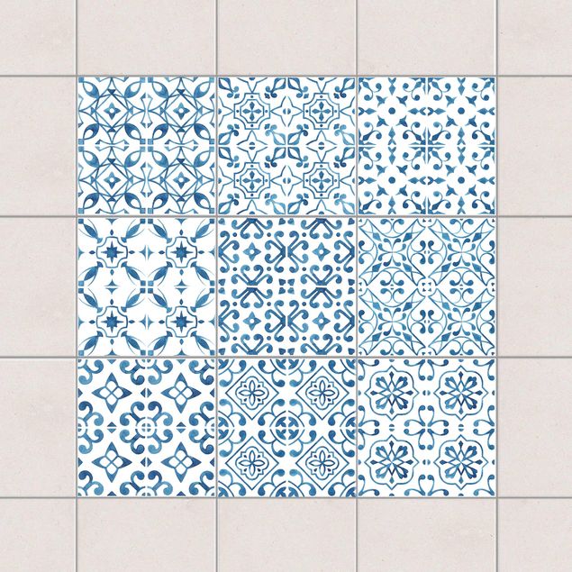 Fliesenfolie Muster Blau Weiß Muster Serie