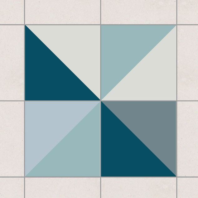 Fliesenaufkleber Muster Blaues Dreieck Muster Set