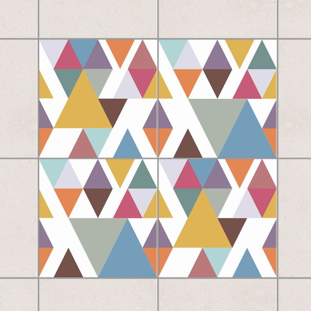 Fliesenfolie Muster Bunte Dreiecke Set
