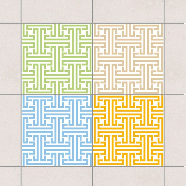 Fliesenaufkleber Muster Dekoratives Labyrinth Farbset