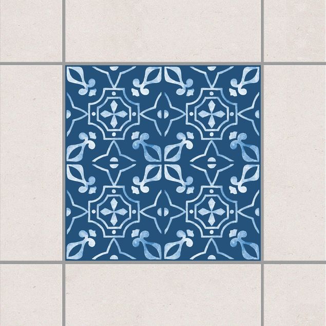 Fliesenaufkleber Muster Dunkelblau Weiß Muster Serie No.03
