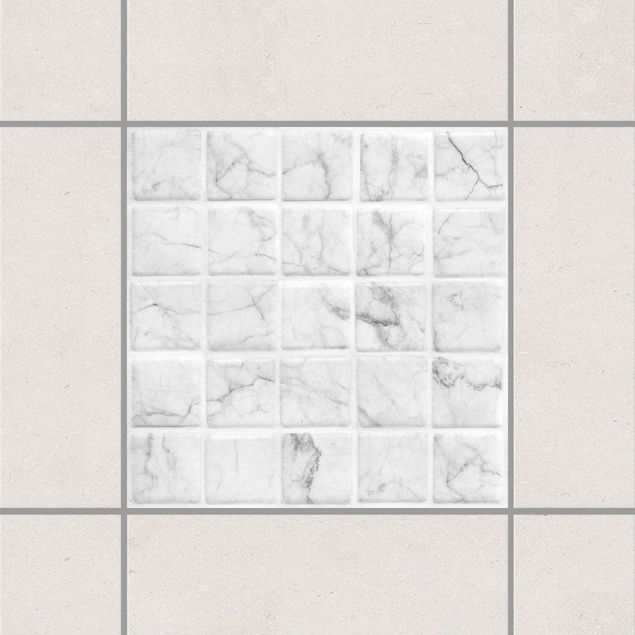Klebefolie für Fliesen Steinoptik Mosaikfliese Mamoroptik Bianco Carrara