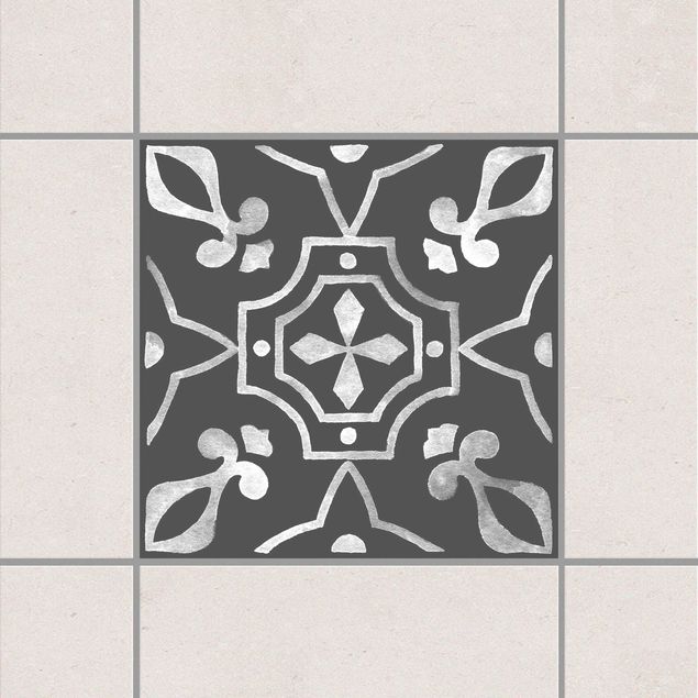 Fliesenaufkleber Muster Muster Dunkelgrau Weiß Serie No.05