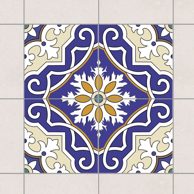 Fliesenfolie Muster Ornament aus 4 spanischen Fliesen