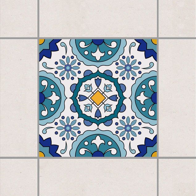 Fliesenfolie Muster Portugiesische Azulejo Fliese Türkis