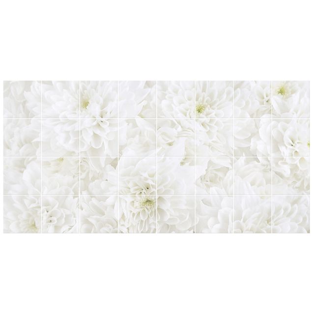 Fliesenbild Dahlien Blumenmeer weiß