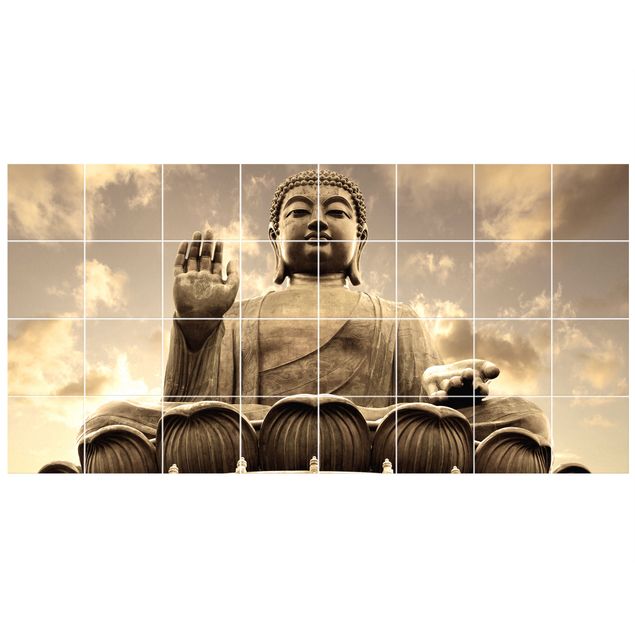 Fliesenbilder zum Aufkleben Großer Buddha Sepia